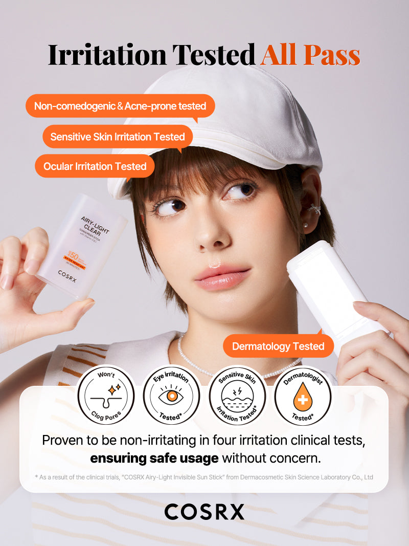 COSRX AIRY-LIGHT OIL CONTROL CLEAR SUNSCREEN STICK SPF 50 - Image 16